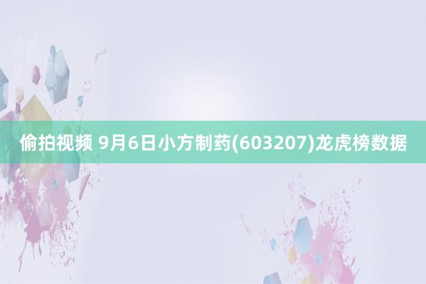 偷拍视频 9月6日小方制药(603207)龙虎榜数据