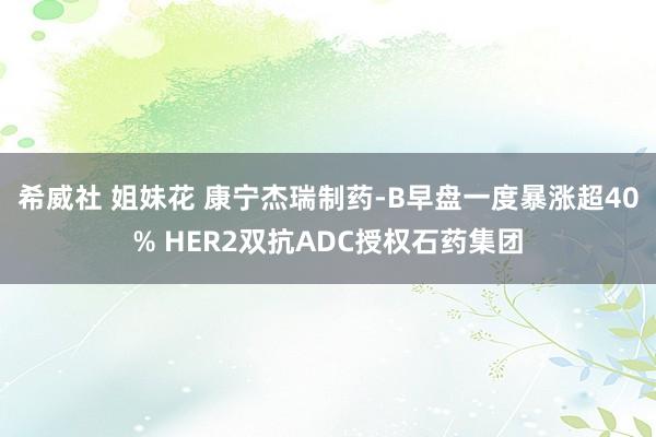 希威社 姐妹花 康宁杰瑞制药-B早盘一度暴涨超40% HER2双抗ADC授权石药集团