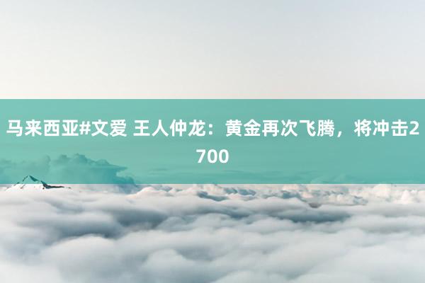 马来西亚#文爱 王人仲龙：黄金再次飞腾，将冲击2700