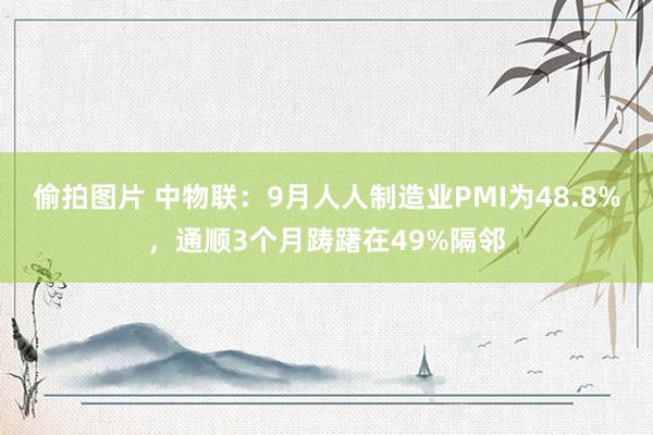 偷拍图片 中物联：9月人人制造业PMI为48.8%，通顺3个月踌躇在49%隔邻