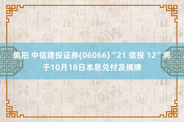 偷拍 中信建投证券(06066)“21 信投 12”将于10月18日本息兑付及摘牌