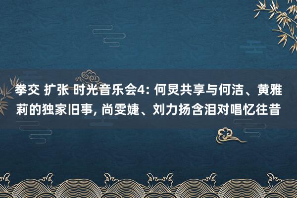 拳交 扩张 时光音乐会4: 何炅共享与何洁、黄雅莉的独家旧事， 尚雯婕、刘力扬含泪对唱忆往昔