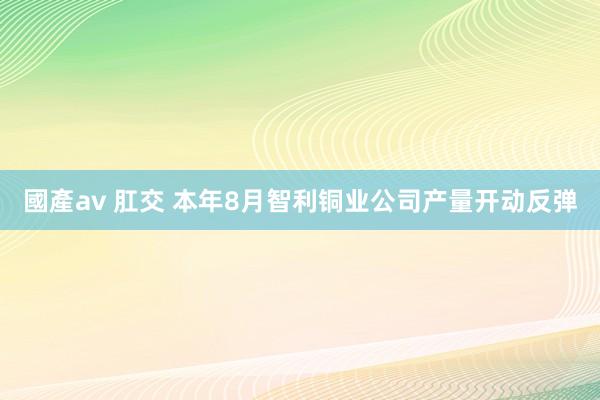 國產av 肛交 本年8月智利铜业公司产量开动反弹