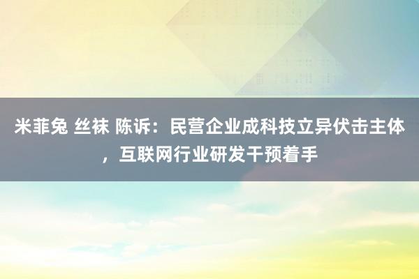 米菲兔 丝袜 陈诉：民营企业成科技立异伏击主体，互联网行业研发干预着手