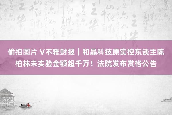 偷拍图片 V不雅财报｜和晶科技原实控东谈主陈柏林未实验金额超千万！法院发布赏格公告