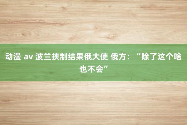 动漫 av 波兰挟制结果俄大使 俄方：“除了这个啥也不会”