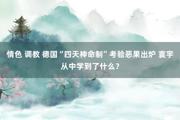 情色 调教 德国“四天神命制”考验恶果出炉 寰宇从中学到了什么？