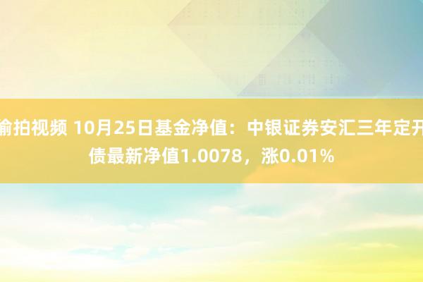 偷拍视频 10月25日基金净值：中银证券安汇三年定开债最新净值1.0078，涨0.01%