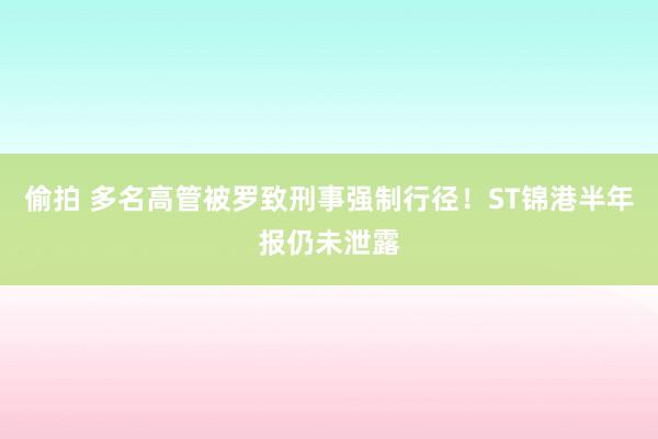 偷拍 多名高管被罗致刑事强制行径！ST锦港半年报仍未泄露