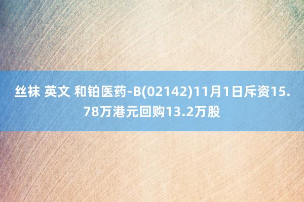 丝袜 英文 和铂医药-B(02142)11月1日斥资15.78万港元回购13.2万股