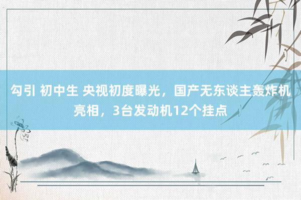 勾引 初中生 央视初度曝光，国产无东谈主轰炸机亮相，3台发动机12个挂点