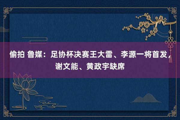 偷拍 鲁媒：足协杯决赛王大雷、李源一将首发，谢文能、黄政宇缺席