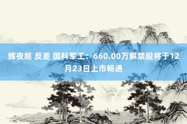 辉夜姬 反差 国科军工：660.00万解禁股将于12月23日上市畅通