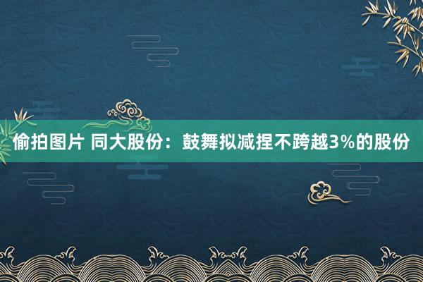 偷拍图片 同大股份：鼓舞拟减捏不跨越3%的股份