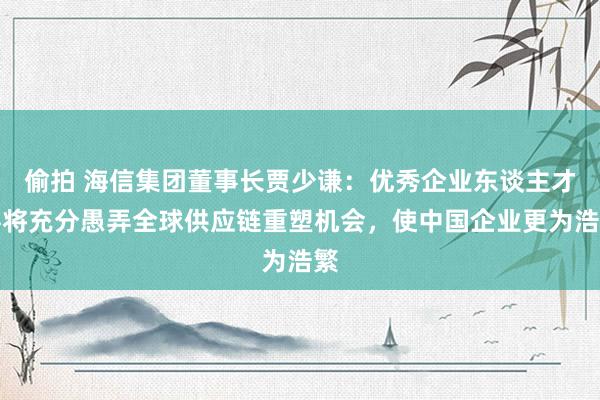 偷拍 海信集团董事长贾少谦：优秀企业东谈主才必将充分愚弄全球供应链重塑机会，使中国企业更为浩繁