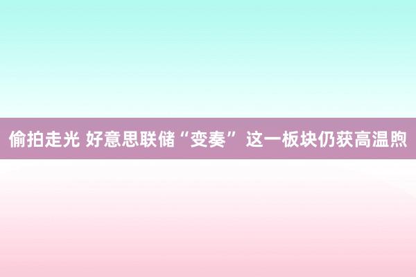 偷拍走光 好意思联储“变奏” 这一板块仍获高温煦