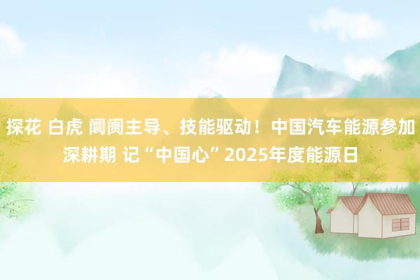 探花 白虎 阛阓主导、技能驱动！中国汽车能源参加深耕期 记“中国心”2025年度能源日