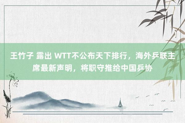 王竹子 露出 WTT不公布天下排行，海外乒联主席最新声明，将职守推给中国乒协