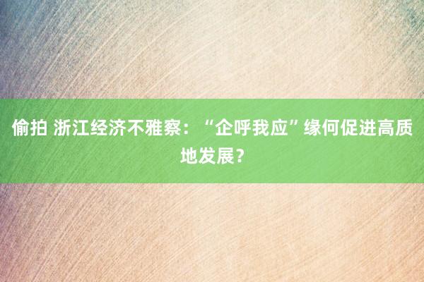 偷拍 浙江经济不雅察：“企呼我应”缘何促进高质地发展？