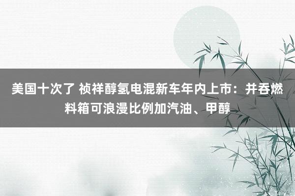 美国十次了 祯祥醇氢电混新车年内上市：并吞燃料箱可浪漫比例加汽油、甲醇