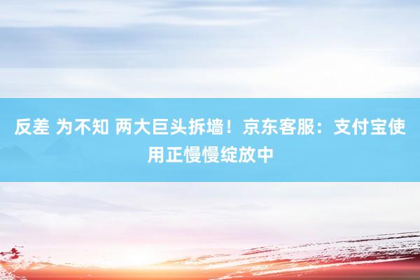 反差 为不知 两大巨头拆墙！京东客服：支付宝使用正慢慢绽放中