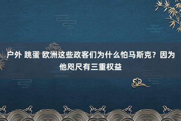 户外 跳蛋 欧洲这些政客们为什么怕马斯克？因为他咫尺有三重权益